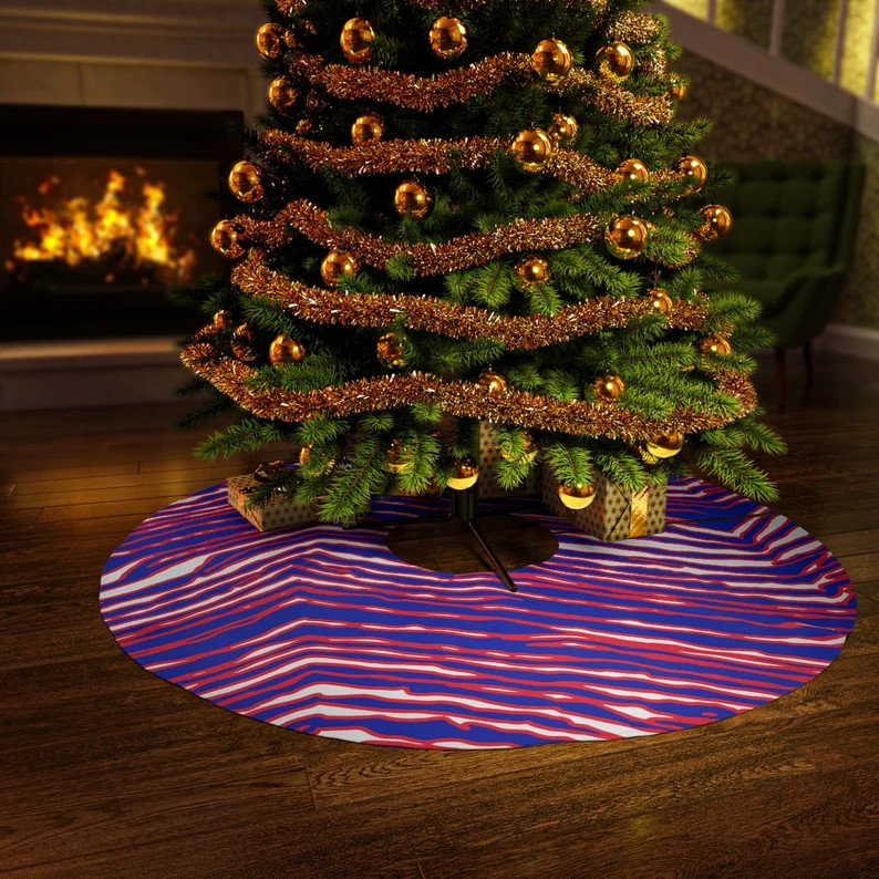 57 in Christmas Tree Skirt Buffalo Football Zebra Print | Etsy (US)