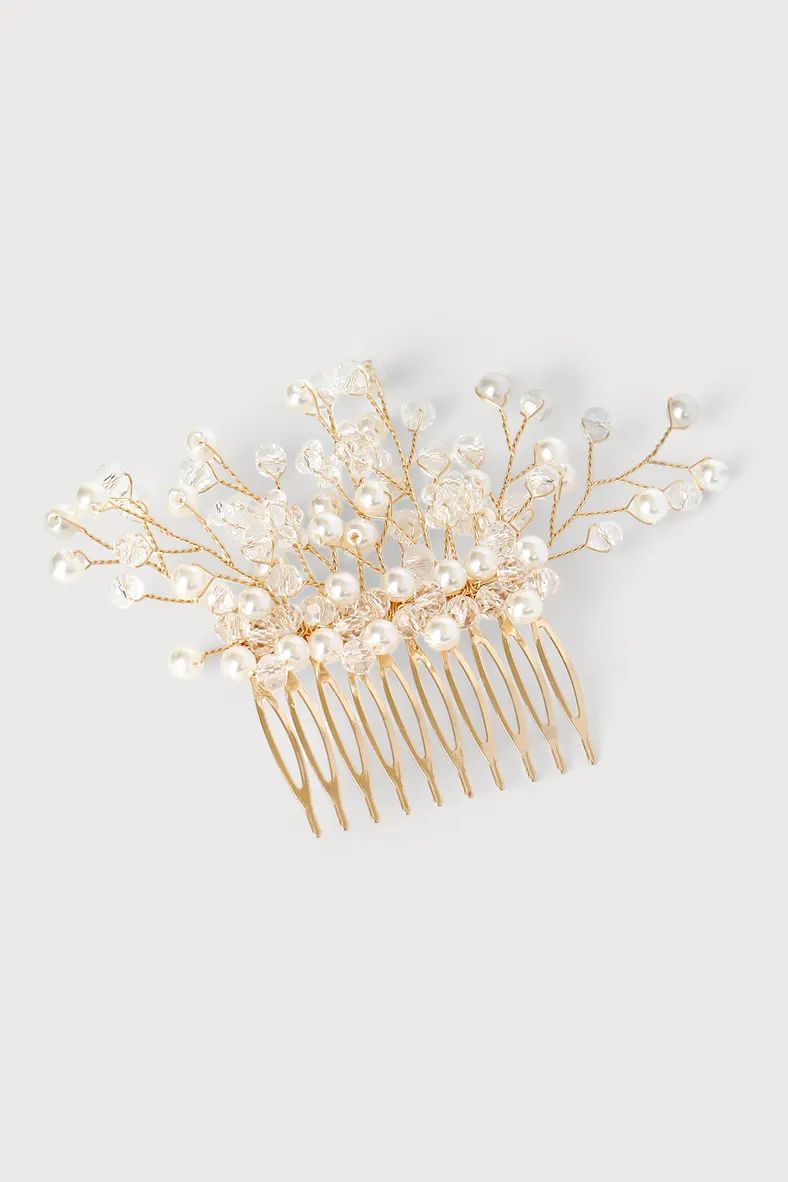 Art of the Swoon Gold Pearl Beaded Hair Comb | Lulus (US)