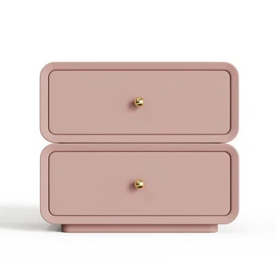 Otating Drawer Nightstand - 2-tier Bedside Table With Swivel Storage, Solid Wood And Leather Accent Cabinet For Modern Bedroom, In White, Pink, And Tw | Wayfair North America