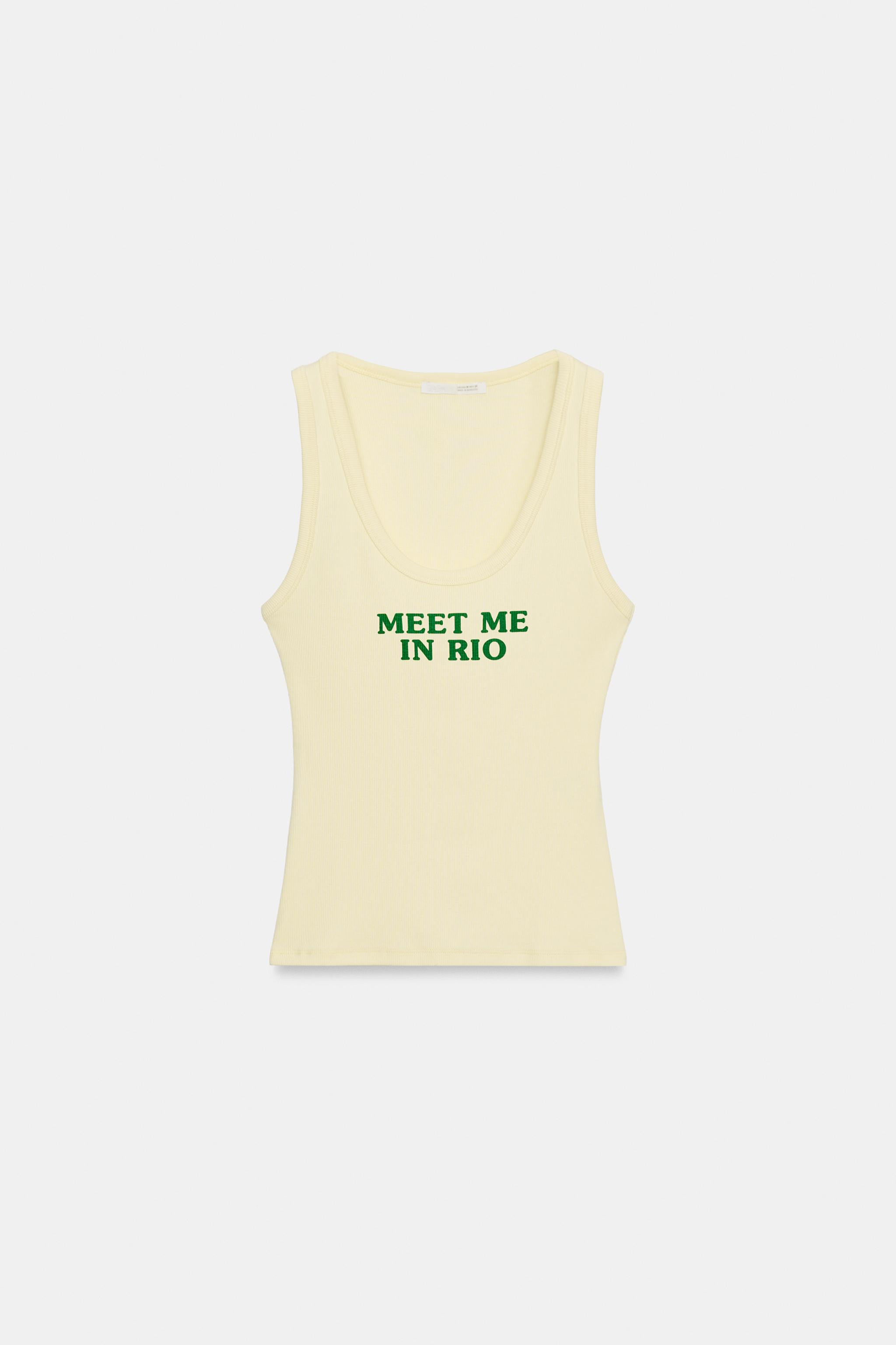 SLOGAN RIBBED TOP | Zara UK