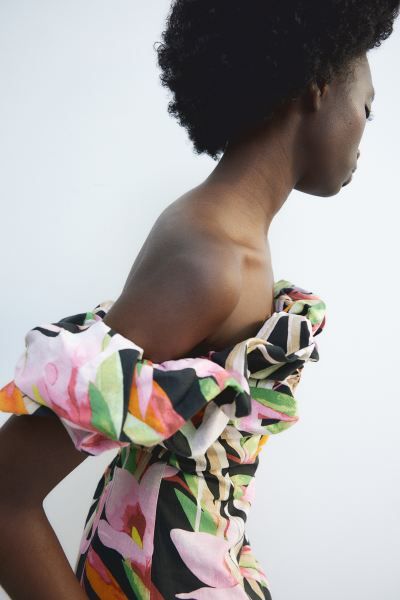 Ruffled Off-the-shoulder Dress - Black - Ladies | H&M US | H&M (US + CA)