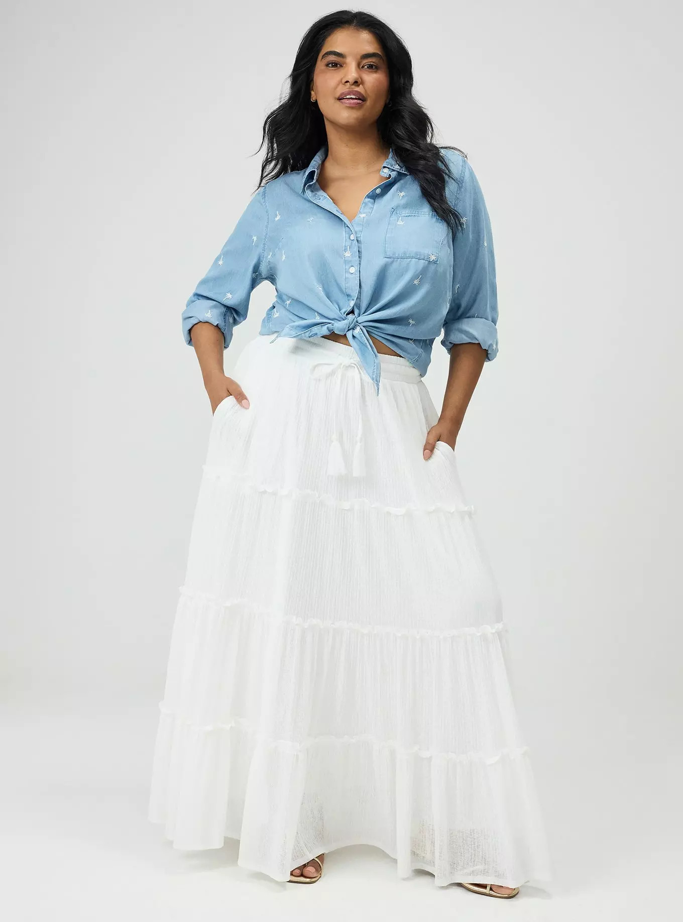 Tiered Drawstring Maxi Skirt | Torrid (US & Canada)