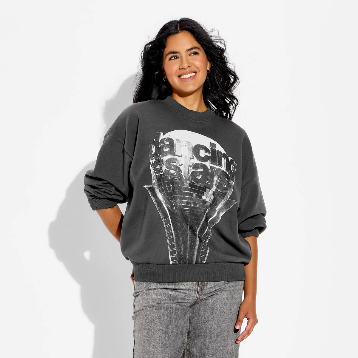 Women's DWTS Fleece Graphic Pullover Sweatshirt - Black XL | Target