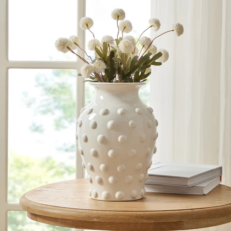 My Texas House 12" White Hobnail Ceramic Vase | Walmart (US)