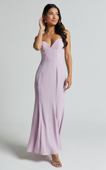 Alisha Midi Dress - Plunge Bust Cup Dress in Lilac | Showpo (US, UK & Europe)