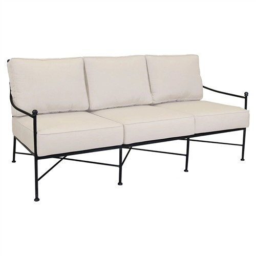 Sunset West Provence French Beige Cushion Metal Outdoor Sofa | Kathy Kuo Home