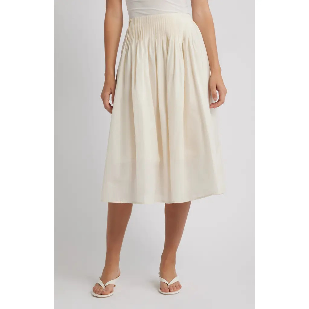 WAYF Greer Pintuck Pleat Midi Skirt in Porcelain at Nordstrom Rack, Size Large | Nordstrom Rack