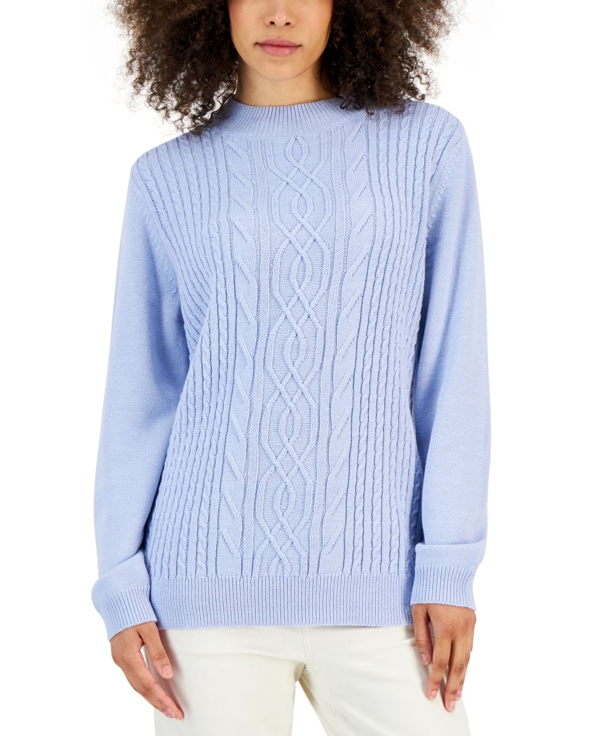 Karen Scott Petite Cable-Knit Mock-Neck Sweater, Created for Macy's | Macys (US)