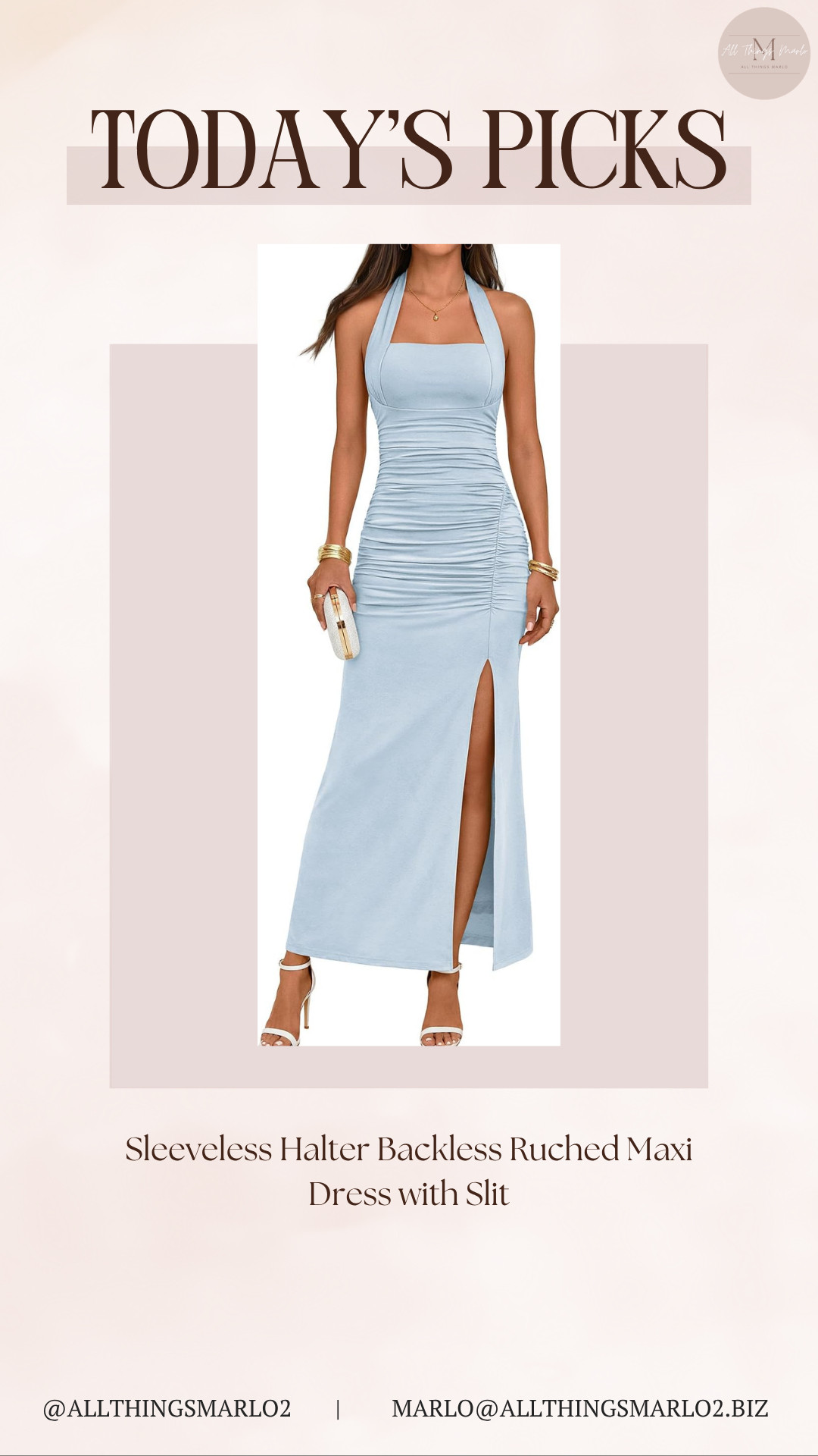 Sleeveless Halter Backless Ruched Maxi Dress with Slit 

 #LTKSeasonal #LTKWorkwear #LTKTravel