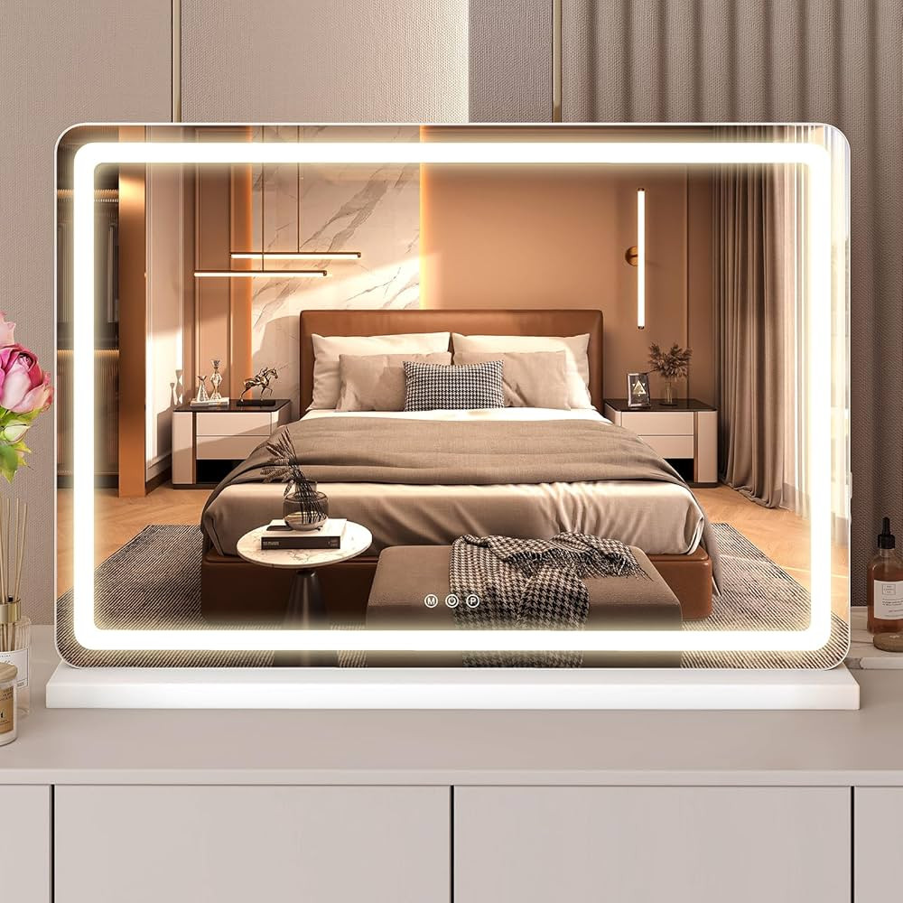 Sweetcrispy 22"x32" LED Vanity Mirror with Lights, Dimmable 3 Color Modes Makeup Mirror with Memo... | Amazon (US)