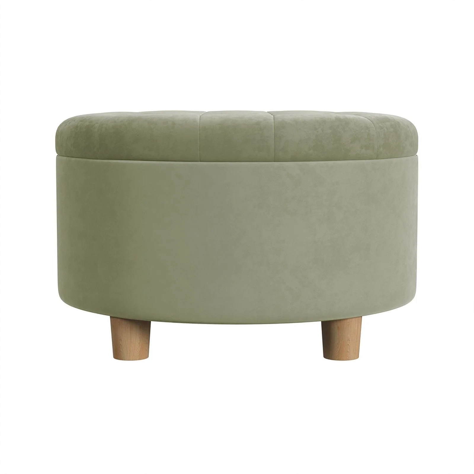 HomePop Large Round Button Tufted Storage Ottoman, Light Sage Green Velvet | Walmart (US)
