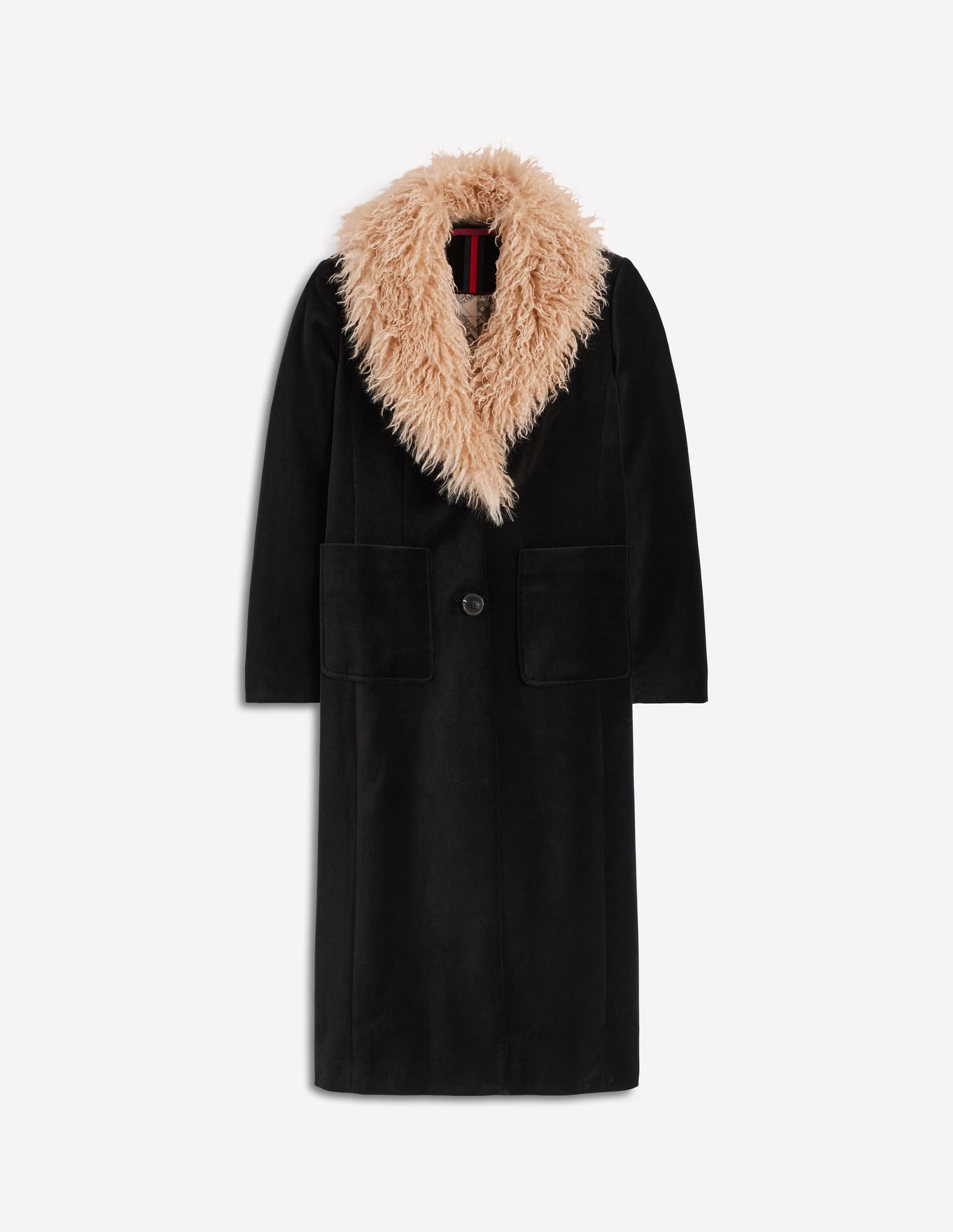 Fur Tipped Coat-Black | Boden (US)