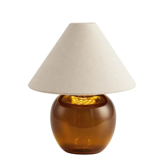 Better Homes & Gardens 8.5 in Amber Glass Rechargeable LED Portable Table Lamp with Dimmable Touc... | Walmart (US)