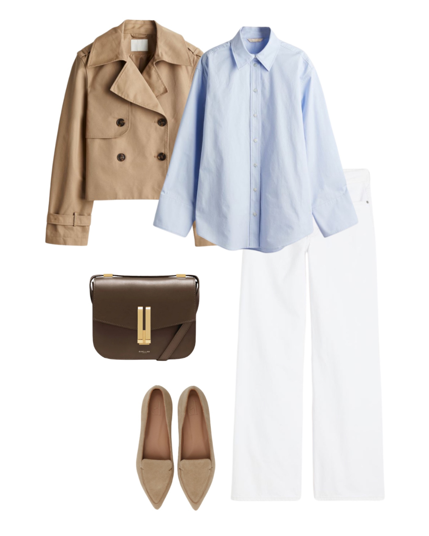 Blue shirt, trench jacket, white jeans, spring outfit 

#LTKmidsize #LTKSeasonal #LTKstyletip