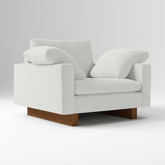 Harmony Chair, Down Blend, Performance Yarn Dyed Linen Weave, Frost Gray, Walnut | West Elm (US)