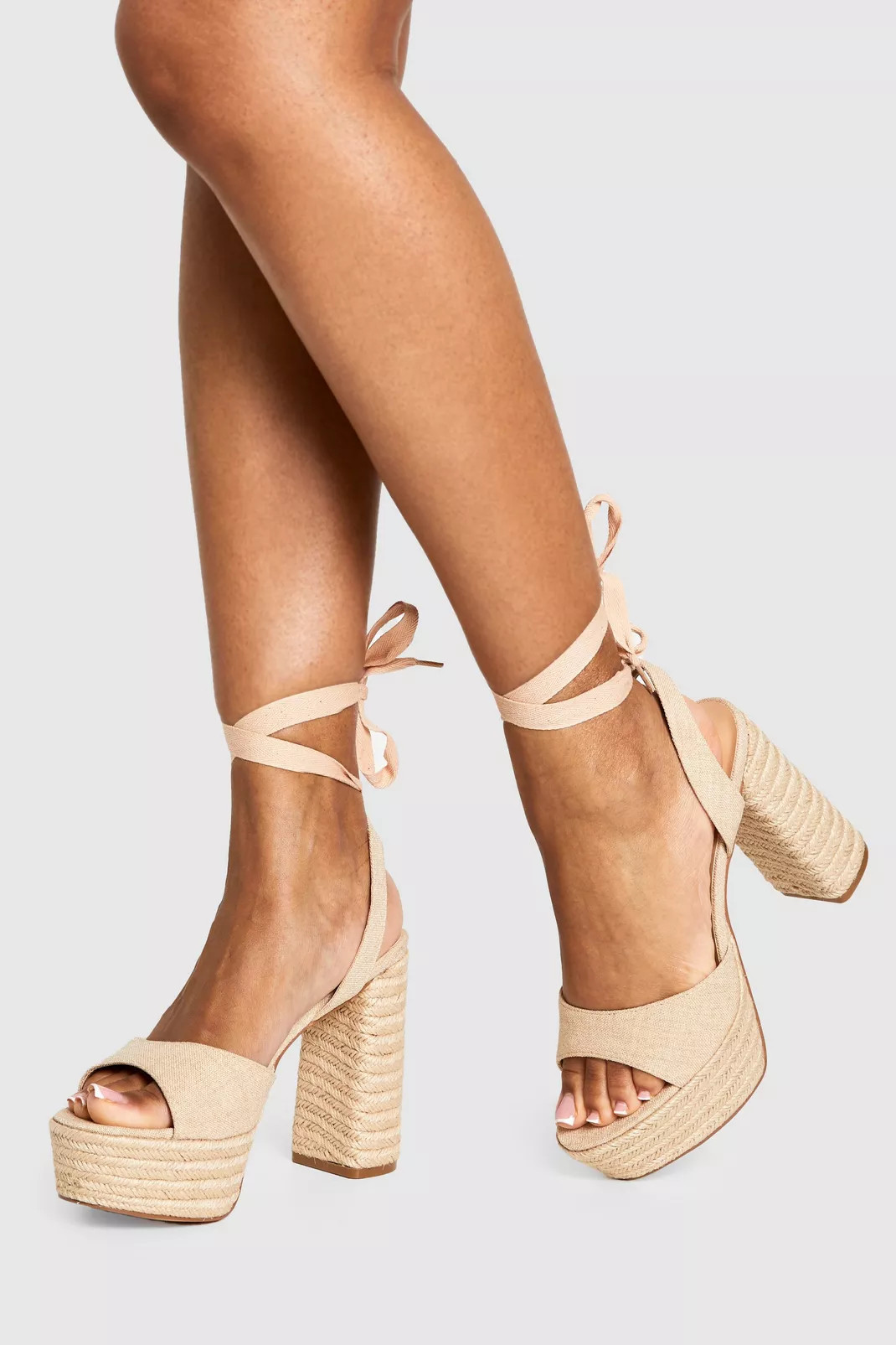 Linen 2 Part Rope Platform Heels | Nasty Gal US