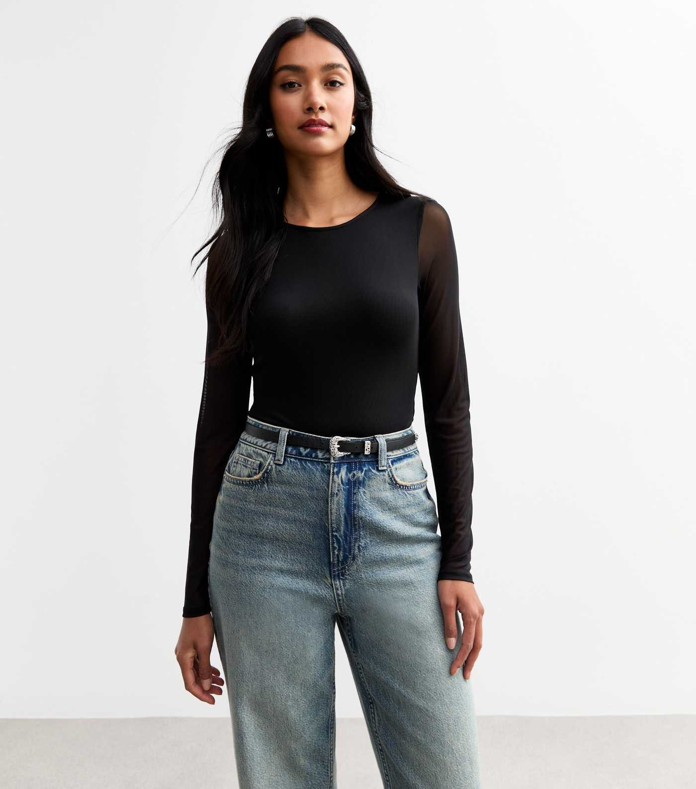 Black Long Sleeved Mesh Bodysuit | New Look | New Look (UK)
