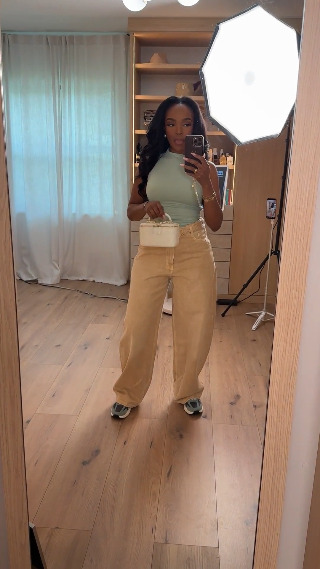 Scroll to shop this casual spring outfit featuring relaxed tan wide-leg denim paired with a fitted mint green top for a fresh, easy everyday look.

Perfect for casual days out, errands, travel outfits, coffee runs, or everyday spring style.

#LTKdayinmylife #LTKootd #LTKPetite