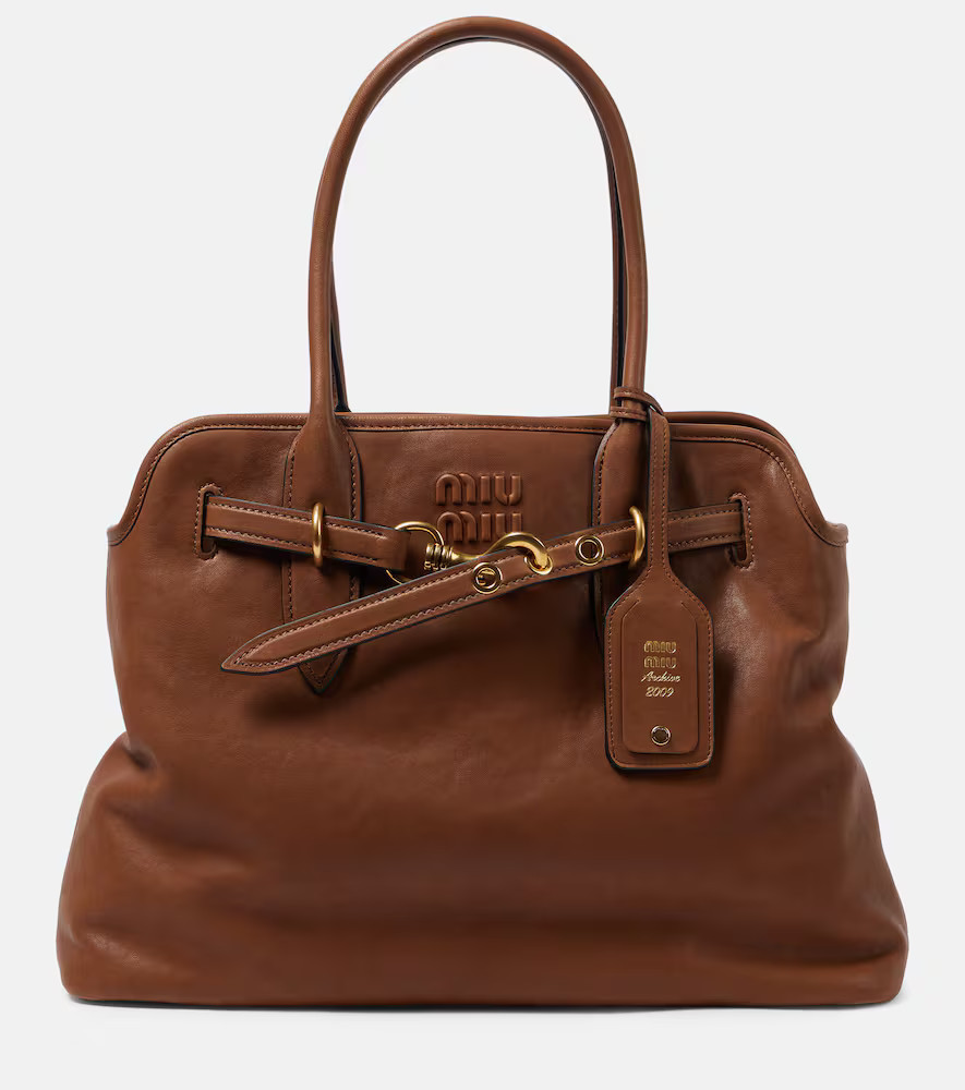 Miu Miu Aventure Large leather tote bag | Mytheresa (US/CA)