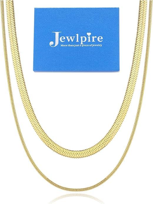 Jewlpire Minimalism 14K Gold Chain Necklaces for Women Girls, Adjustable Dainty Layered/Box/Paper... | Amazon (US)