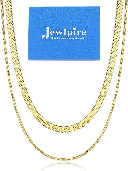 Jewlpire Minimalism 14K Gold Chain Necklaces for Women Girls, Adjustable Dainty Layered/Box/Paper... | Amazon (US)