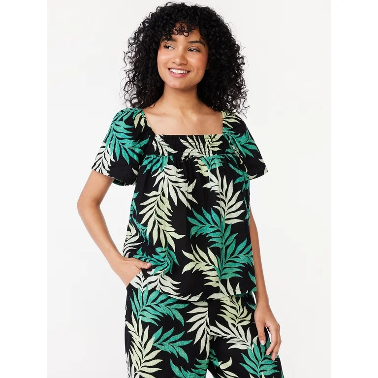 Joyspun Women's Puff Sleeve Gauze Sleep Top, Sizes S to 3X | Walmart (US)