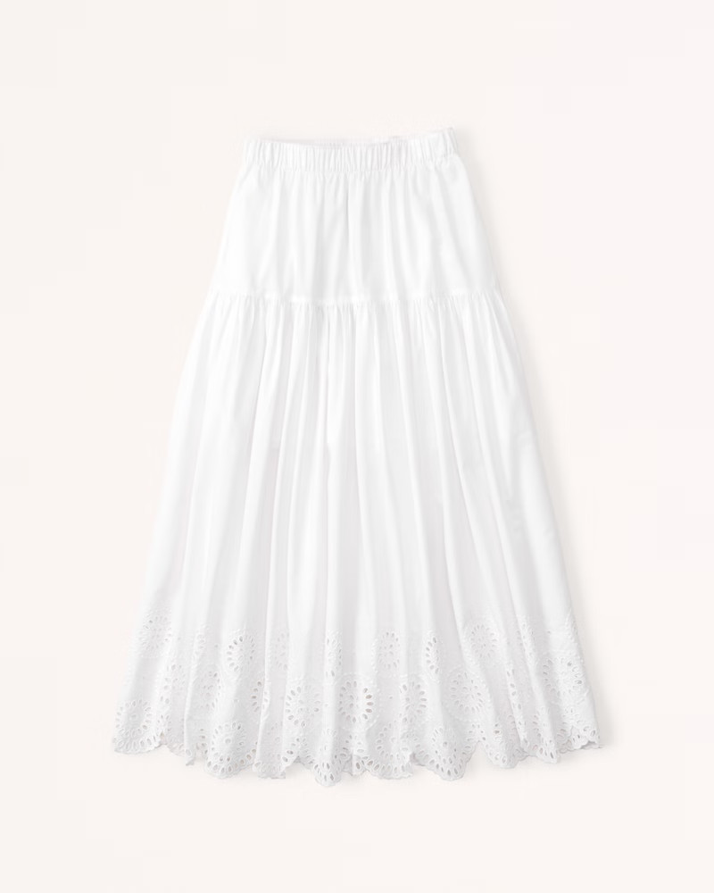 Eyelet Midi Skirt | Abercrombie & Fitch (US)
