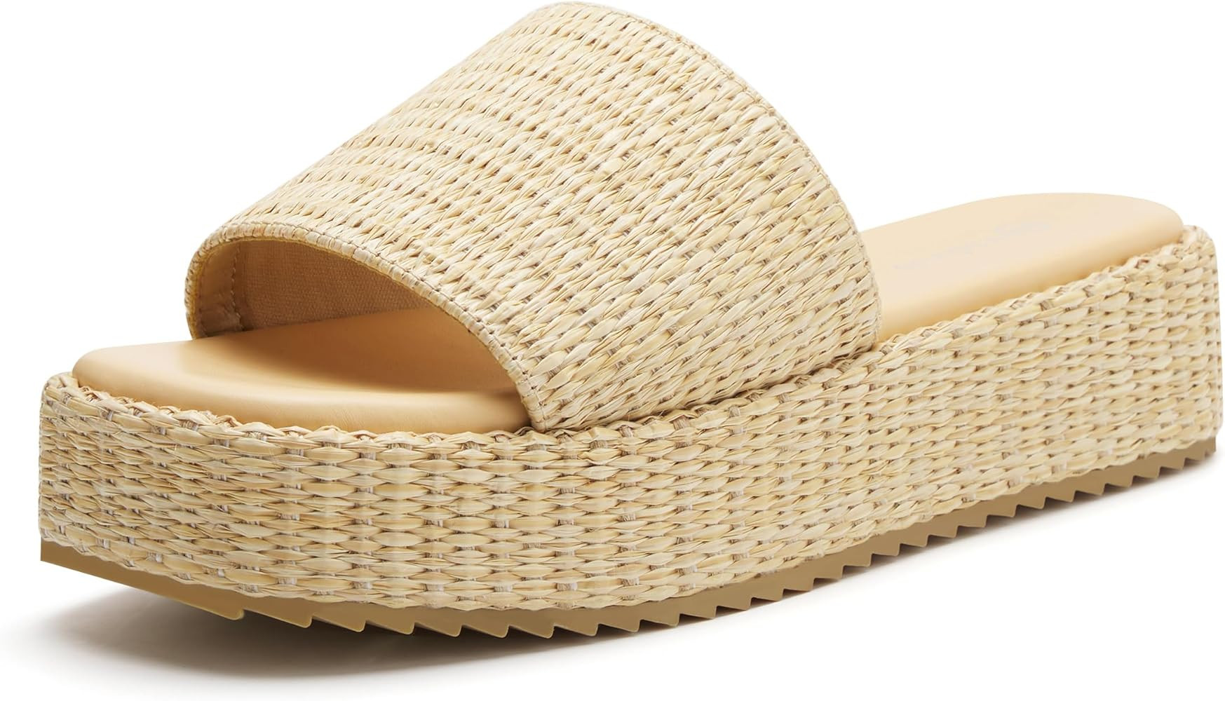 vodvob Platform Sandals for Women Open Toe Comfort Slip On Espadrille Sandals Cute Beach Straw Ra... | Amazon (US)