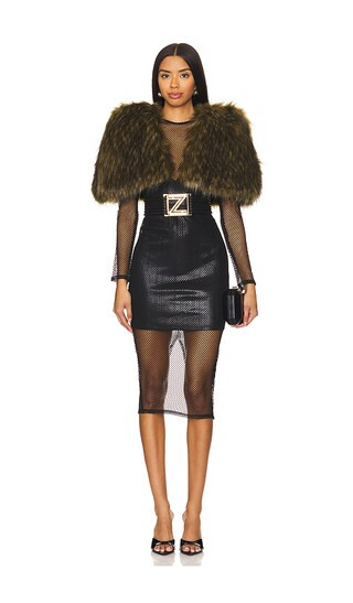 More Human Than Human Faux Fur 2 Piece Dress in Black & Khaki | Revolve Clothing (Global)
