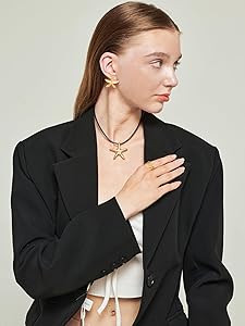 Starfish Necklace Shell Pendant Necklaces for Women Boho Beach Gold Chain Charm Necklace Trendy S... | Amazon (US)