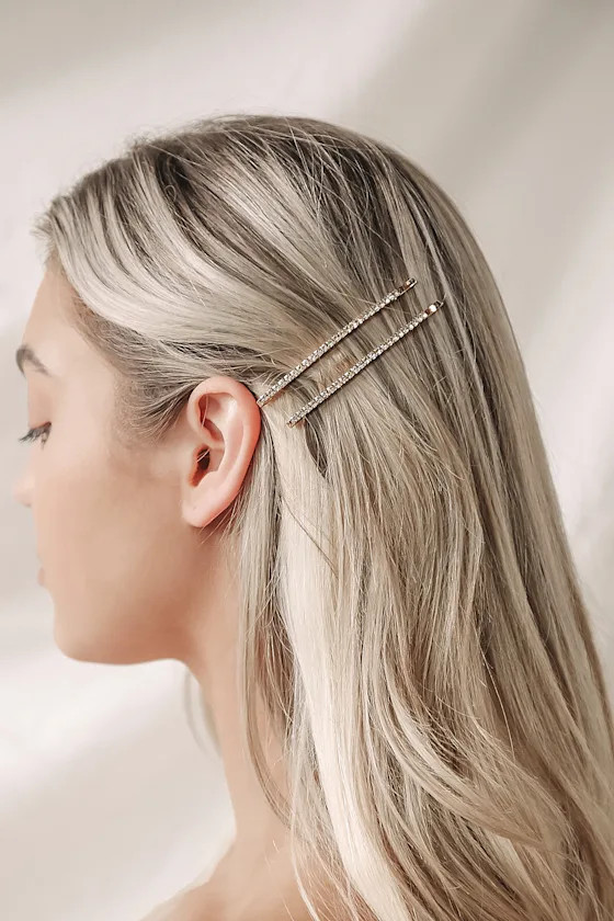 So Polished Gold Rhinestone Hair Pin Set | Lulus (US)