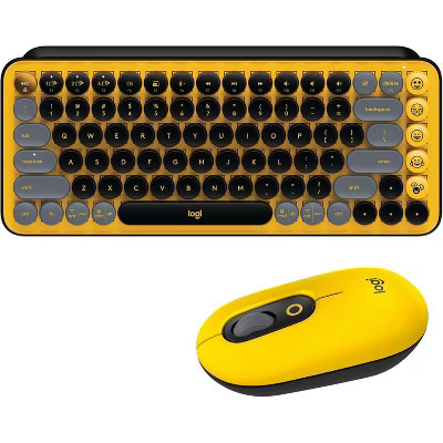 Logitech POP Keys & Mouse Combo Wireless Mechanical Keyboard Emoji Keys YELLOW | Target