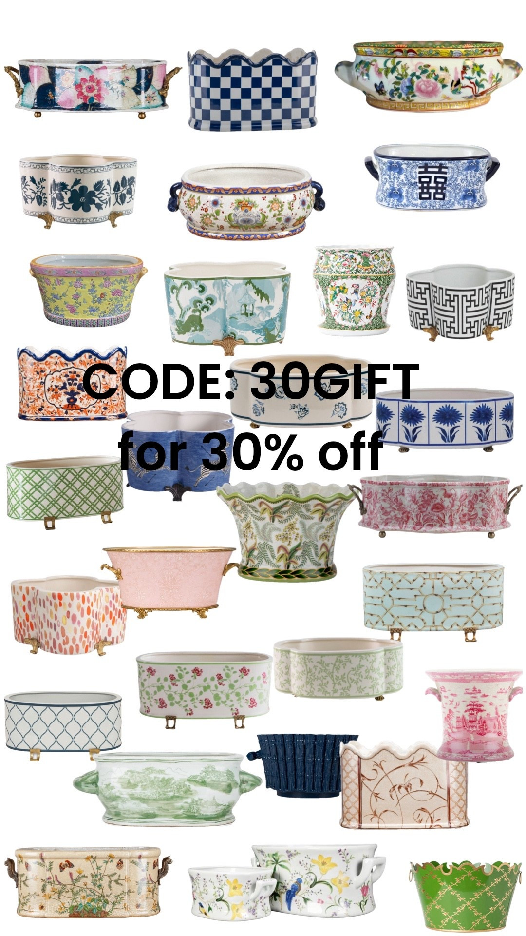 Use code: 30GIFT until 12/12 for 30% off planters and more!!!!