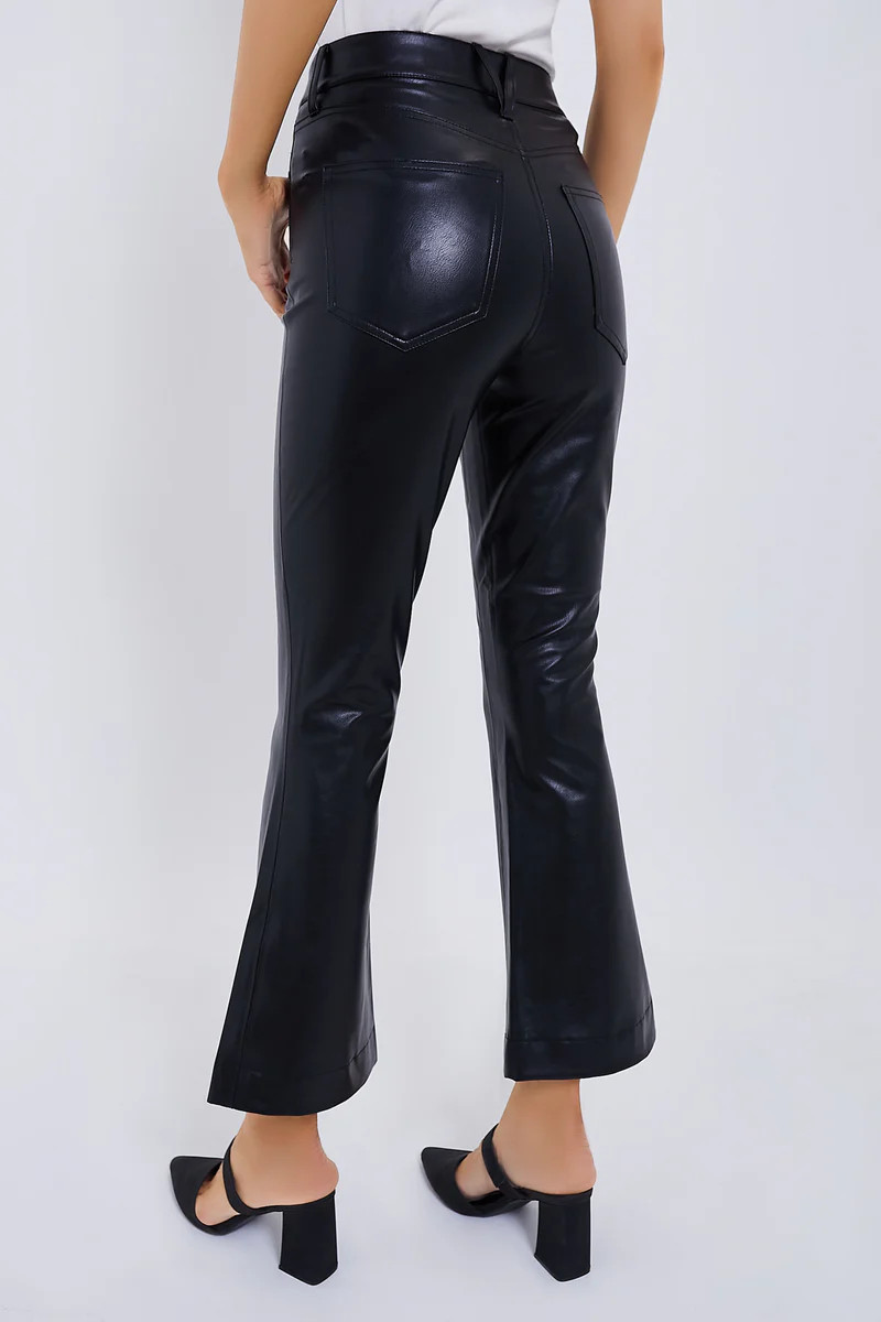 Black Carson Vegan Leather High Rise Ankle Flare | Tuckernuck (US)