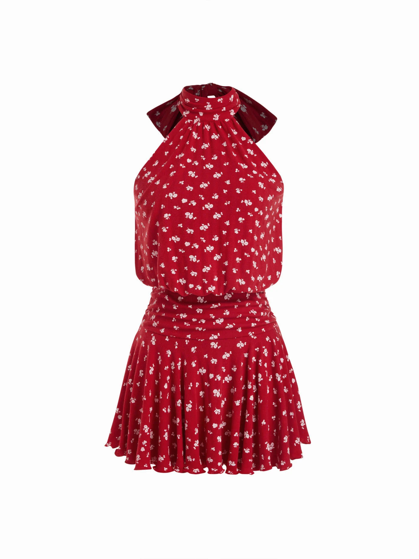 Stand Collar Sleeveless A-Line Mini Dress with Scarf | Cider