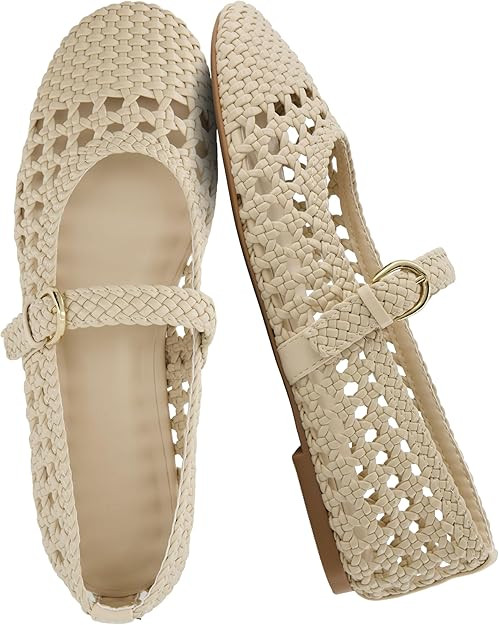 CUSHIONAIRE Windsor Woven Womens Flats with Adjustable Strap – Comfortable Mary Jane Ballet Fla... | Amazon (US)