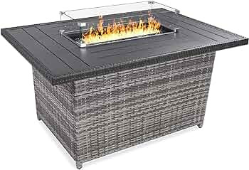 Best Choice Products 52in 50,000 BTU Outdoor Wicker Patio Propane Gas Fire Pit Table w/Aluminum T... | Amazon (US)