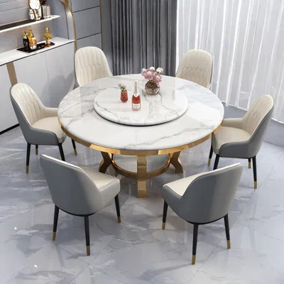 Luxury Faux Marble Round Dining Table Set | Wayfair North America