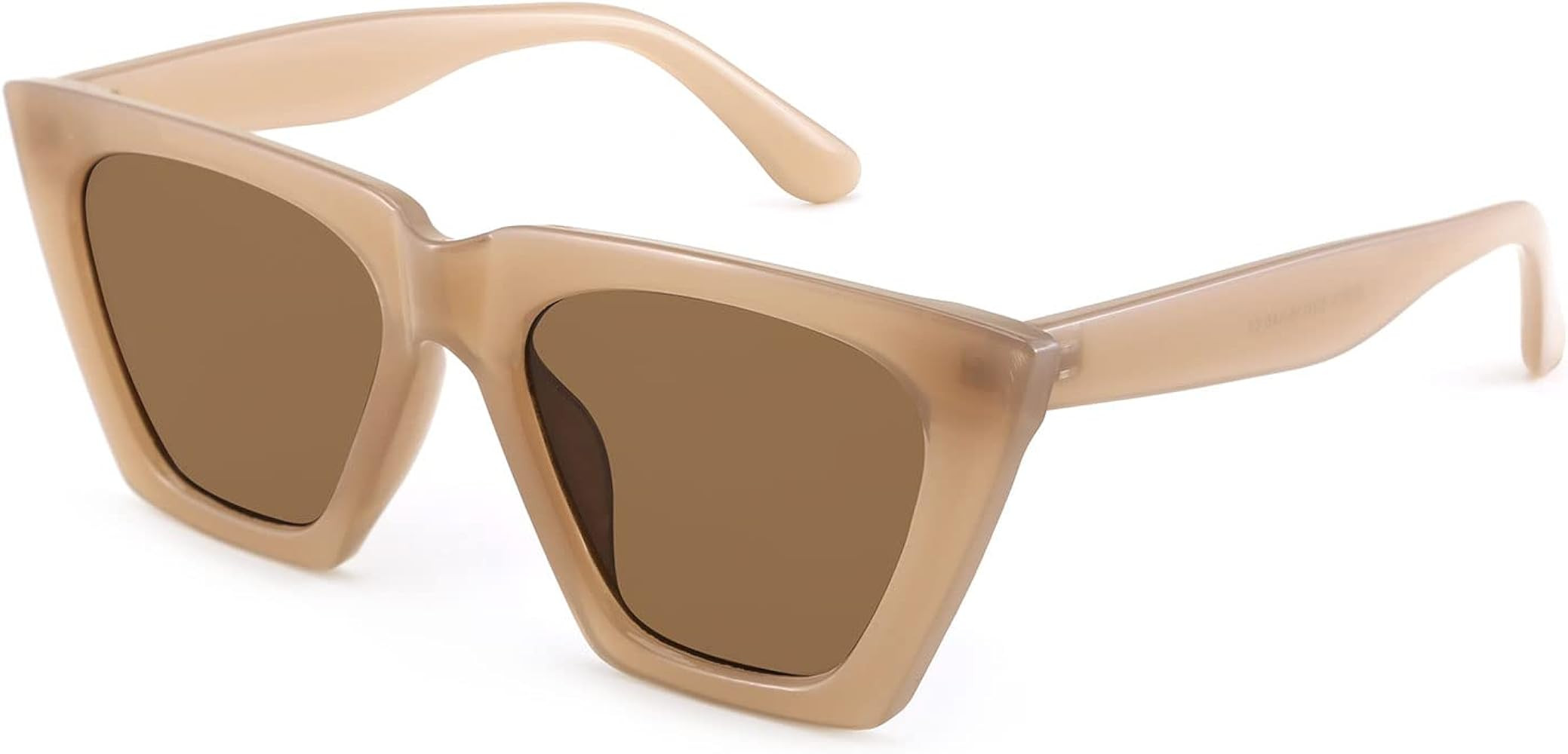 Vintage Square Cat Eye Sunglasses Women Large Trendy Retro Sun Glasses Classic Thick Rectangle Fr... | Amazon (US)