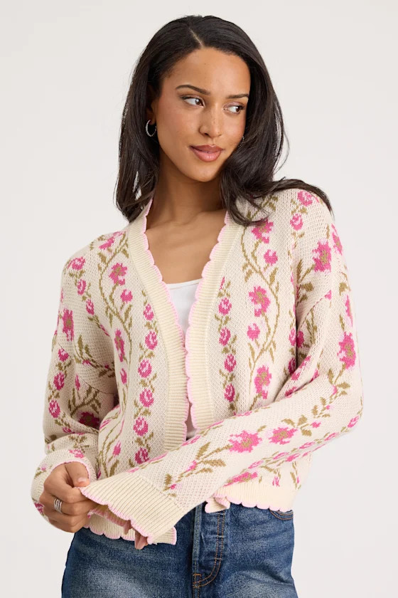 Holland Ivory Multi Floral Open-Front Cardigan | Lulus