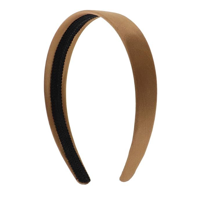 Tan 1 Inch Satin Hard Headband | Amazon (US)