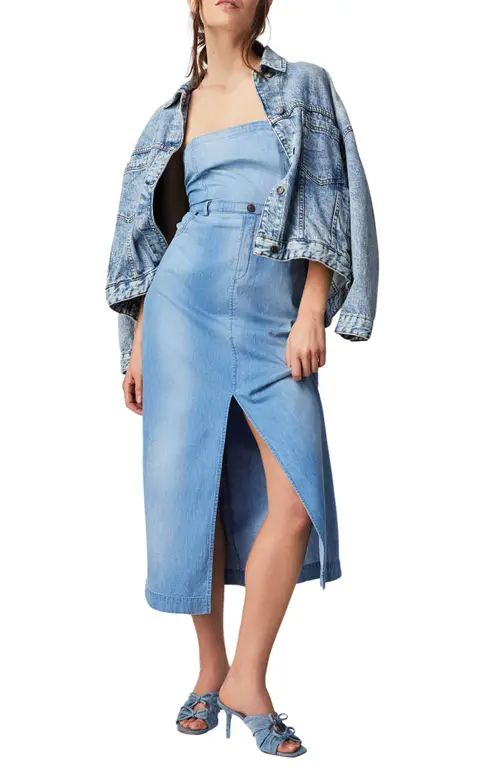 Free People Strapless Denim Midi Dress in Allure at Nordstrom, Size 0 | Nordstrom