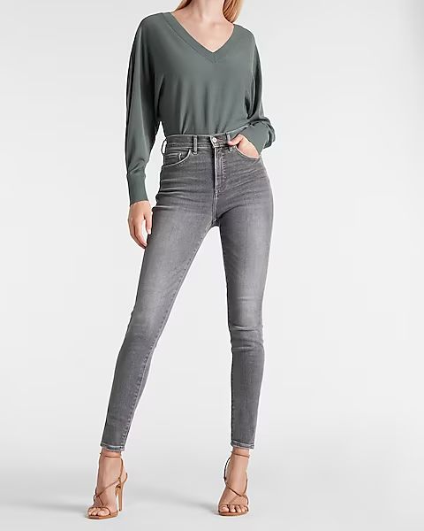 High Waisted Gray Skinny Jeans | Express