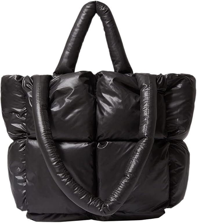 Puffer Tote Bag for Women Quilted Puffy Handbag Light Winter Down Cotton Padded Shoulder Bag Down... | Amazon (US)