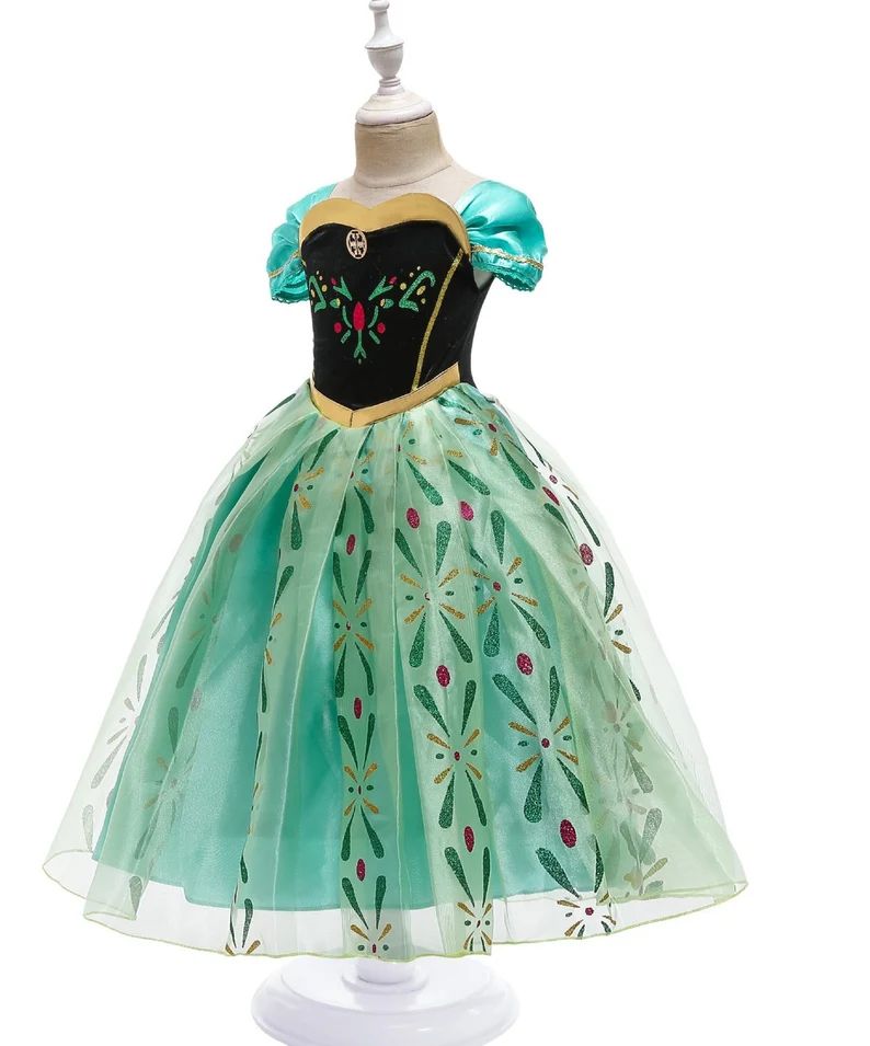 Green Frozen Princess Anna Dress Dress up Party Costume Gown - Etsy | Etsy (US)