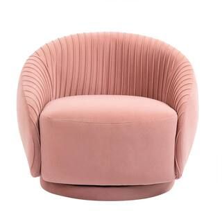 Nordic Pink Swivel Embossing Velvet Barrel Chair | The Home Depot