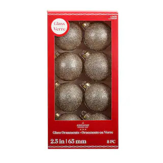 8 Pack 2.5" Glass Glitter Ball Ornaments by Ashland® | Michaels Stores