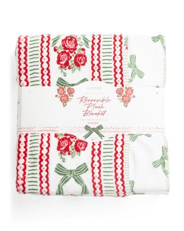 Reversible Rose Bows Blanket | TJ Maxx