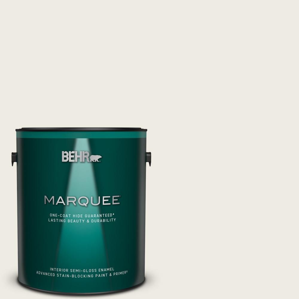 BEHR MARQUEE 1 gal. #PPU7-12 Silky White Semi-Gloss Enamel Interior Paint & Primer | The Home Depot