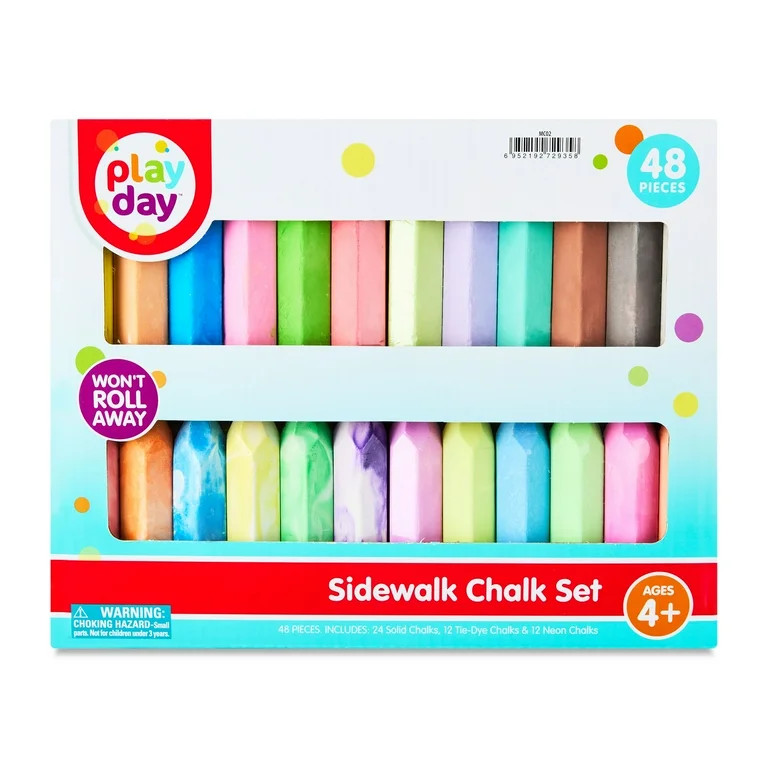 Play Day 48 Count Multicolor Sidewalk Chalk Set | Walmart (US)